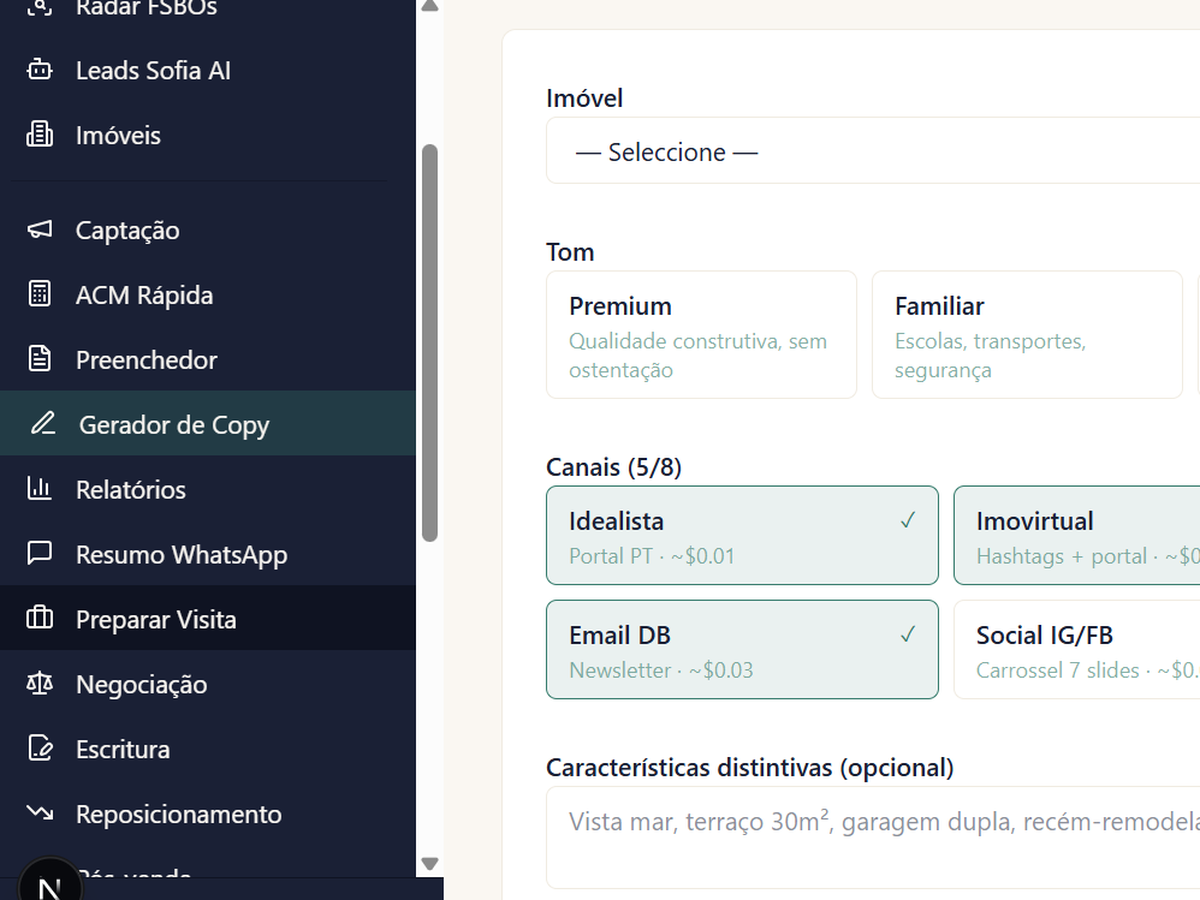 Agente gerador de copy — 13 ferramentas